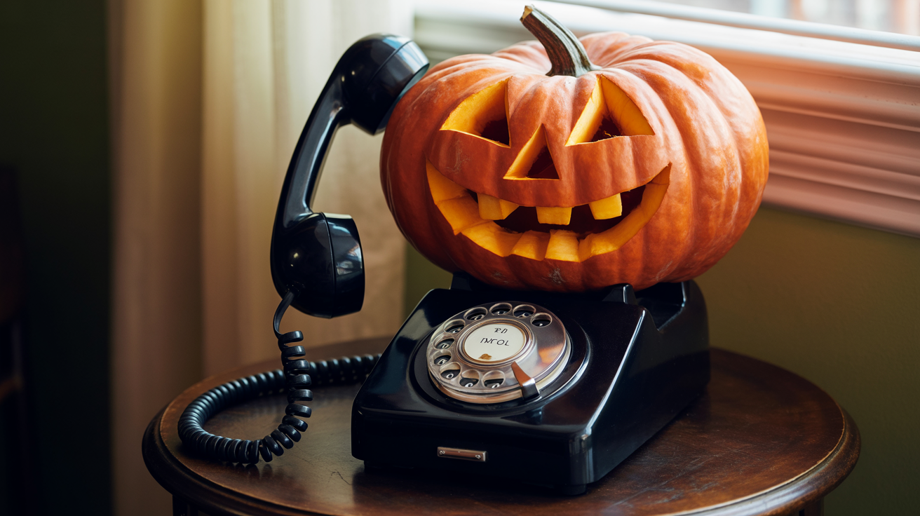 🎃 Halloween arrive… Et votre accueil téléphonique peut aussi faire frissonner ! une citrouille qui répond au téléphone