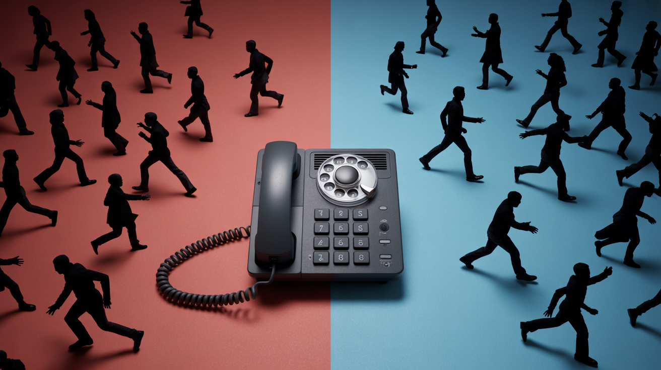des clients qui fuient un tlphone
